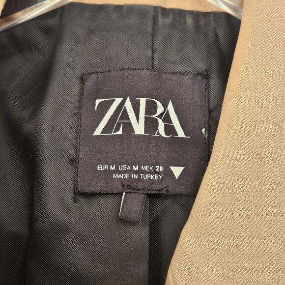 Zara Women Pleated Sleeve Blazer Light Camel Size US Medium - Picture 9 of 16